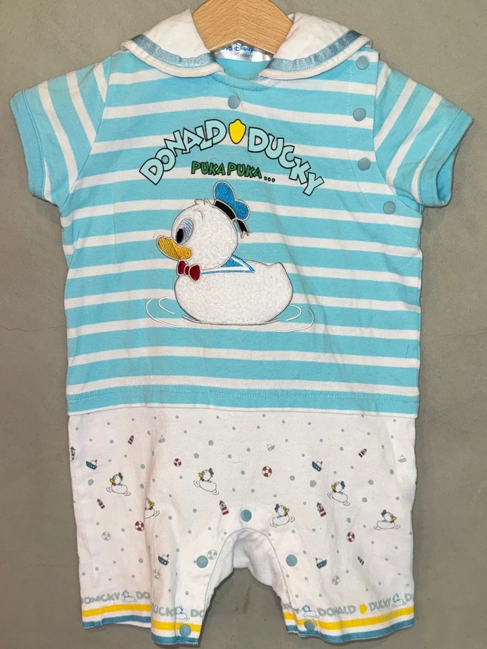 HTF Disney Tokyo Resort Donald Duck romper size 80 approx 12 months